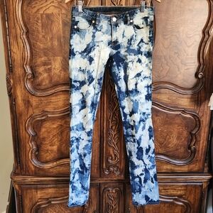 Tory Burch Acid Wash/ Tie Die/ Bleach Splatter Skinny Jeans